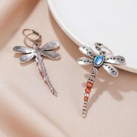 1 Pair Retro Dragonfly Plating Inlay Zinc Alloy Artificial Gemstones Silver Plated Drop Earrings main image 3