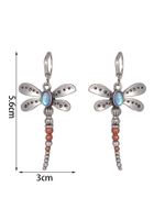 1 Pair Retro Dragonfly Plating Inlay Zinc Alloy Artificial Gemstones Silver Plated Drop Earrings main image 4