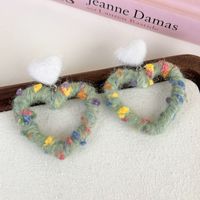 1 Pair Casual Cute Vacation Heart Shape Yarn Drop Earrings sku image 2