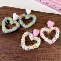 1 Pair Casual Cute Vacation Heart Shape Yarn Drop Earrings main image 6