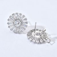 1 Pair Sweet Shiny Flower Plating Inlay Copper Zircon White Gold Plated Ear Cuffs Ear Studs main image 6