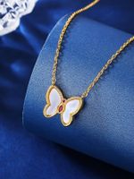 Simple Style Butterfly Copper Plating Inlay Shell 18k Gold Plated Rose Gold Plated White Gold Plated Necklace sku image 2