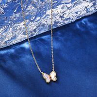 Simple Style Butterfly Copper Plating Inlay Shell 18k Gold Plated Rose Gold Plated White Gold Plated Necklace main image 4