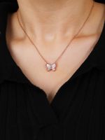Style Simple Papillon Le Cuivre Placage Incruster Coquille Plaqué Or 18k Plaqué Or Rose Or Blanc Plaqué Collier main image 9