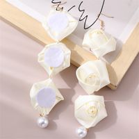 1 Pair Romantic Rose Alloy Cloth Drop Earrings main image 10
