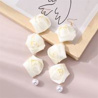 1 Pair Romantic Rose Alloy Cloth Drop Earrings main image 11