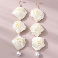 1 Pair Romantic Rose Alloy Cloth Drop Earrings sku image 3
