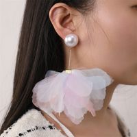 1 Pair Lady Flower Alloy Cloth Drop Earrings main image 11