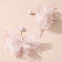 1 Pair Lady Flower Alloy Cloth Drop Earrings sku image 1