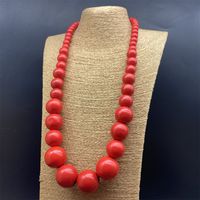 Hawaiisch Übertrieben Runden Holz Perlen Einbrennlack Frau Halskette main image 5