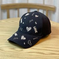 Unisex Cute Retro Letter Heart Shape Embroidery Curved Eaves Baseball Cap main image 1