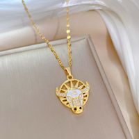 Stainless Steel Titanium Steel 18K Gold Plated Vacation Modern Style Plating Inlay Cattle Zircon Pendant Necklace main image 6