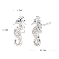 1 Paar Einfacher Stil Hippocampus Inlay Sterling Silber Strasssteine Ohrstecker main image 6