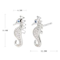 1 Pair Simple Style Hippocampus Inlay Sterling Silver Rhinestones Ear Studs main image 6
