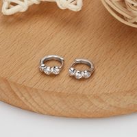 1 Pair Sweet Heart Shape Inlay Sterling Silver Zircon Earrings main image 4