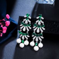 1 Pair Casual Romantic Flower Plating Inlay Copper Zircon Rhodium Plated Silver Plated Drop Earrings main image 3