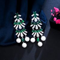 1 Pair Casual Romantic Flower Plating Inlay Copper Zircon Rhodium Plated Silver Plated Drop Earrings main image 2