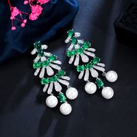 1 Pair Casual Romantic Flower Plating Inlay Copper Zircon Rhodium Plated Silver Plated Drop Earrings main image 4