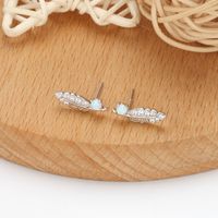 1 Pair Simple Style Classic Style Feather Inlay Sterling Silver Rhinestones Ear Studs main image 5