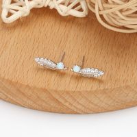 1 Paire Style Simple Style Classique La Plume Incruster Argent Sterling Strass Boucles D'oreilles main image 5