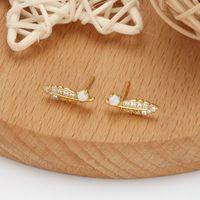 1 Pair Simple Style Classic Style Feather Inlay Sterling Silver Rhinestones Ear Studs main image 6
