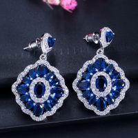 1 Pair Romantic Commute Rhombus Plating Inlay Copper Zircon Rhodium Plated Silver Plated Drop Earrings main image 6
