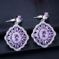 1 Pair Romantic Commute Rhombus Plating Inlay Copper Zircon Rhodium Plated Silver Plated Drop Earrings main image 5