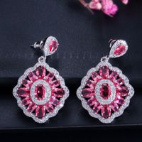 1 Pair Romantic Commute Rhombus Plating Inlay Copper Zircon Rhodium Plated Silver Plated Drop Earrings main image 9