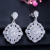 1 Pair Romantic Commute Rhombus Plating Inlay Copper Zircon Rhodium Plated Silver Plated Drop Earrings main image 4