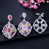 1 Pair Romantic Commute Rhombus Plating Inlay Copper Zircon Rhodium Plated Silver Plated Drop Earrings main image 3