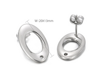 1 Pair Simple Style Oval Stainless Steel Ear Studs main image 2