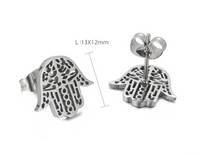 1 Pair Classic Style Hand Of Fatima Hollow Out Stainless Steel Ear Studs main image 2