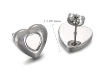1 Pair Simple Style Heart Shape Plating Stainless Steel 18K Gold Plated Ear Studs main image 2