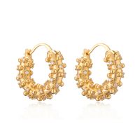 1 Pair Simple Style Commute Round Plating Inlay Copper Zircon 18k Gold Plated Earrings main image 5