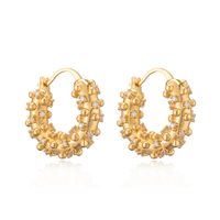 1 Paire Style Simple Commuer Rond Placage Incruster Le Cuivre Zircon Plaqué Or 18k Des Boucles D'oreilles main image 5