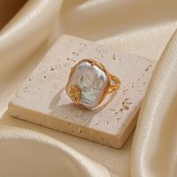 Elegant Original Design Korean Style Round Copper Inlay Freshwater Pearl 18k Gold Plated Open Rings main image 5