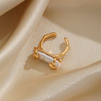 Elegant Original Design Korean Style Round Copper Inlay Freshwater Pearl 18k Gold Plated Open Rings main image 10