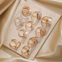 Elegant Original Design Korean Style Round Copper Inlay Freshwater Pearl 18k Gold Plated Open Rings main image 1