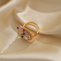 Elegant Original Design Korean Style Round Copper Inlay Freshwater Pearl 18k Gold Plated Open Rings main image 9