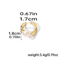 Elegant Original Design Korean Style Round Copper Inlay Freshwater Pearl 18k Gold Plated Open Rings sku image 5