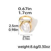 Elegant Original Design Korean Style Round Copper Inlay Freshwater Pearl 18k Gold Plated Open Rings sku image 2