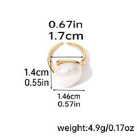 Elegant Original Design Korean Style Round Copper Inlay Freshwater Pearl 18k Gold Plated Open Rings sku image 3