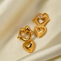 1 Pair IG Style Lips Heart Shape Plating 316 Stainless Steel  Drop Earrings main image 3