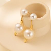 1 Pair Vintage Style Sweet Solid Color Plating Imitation Pearl Drop Earrings main image 3