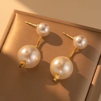 1 Pair Vintage Style Sweet Solid Color Plating Imitation Pearl Drop Earrings main image 5