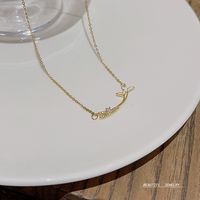 Einfacher Stil Fischschwanz Titan Stahl Zirkon Halskette Mit Anhänger main image 4