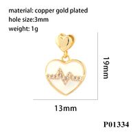 Simple Style Heart Shape Copper Enamel Inlay Zircon 18k Gold Plated Valentine's Day Charms sku image 4