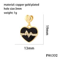 Simple Style Heart Shape Copper Enamel Inlay Zircon 18k Gold Plated Valentine's Day Charms sku image 2