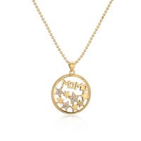 Simple Style Commute Letter Copper Plating Inlay Zircon 18k Gold Plated Pendant Necklace main image 3