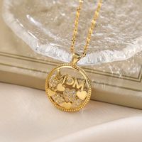 Simple Style Commute Letter Copper Plating Inlay Zircon 18k Gold Plated Pendant Necklace sku image 1